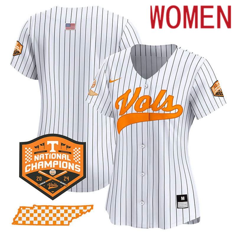 Women Tennessee Volunteers Blank White Stripe 2024 Nike Champions Vapor Premier Limited NCAA Jersey->customized nfl jersey->Custom Jersey